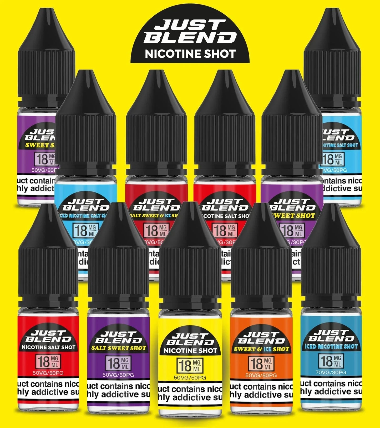 Just Blend Nicotine Shots - Sweet Shot - 18mg/70vg - Box Of 100